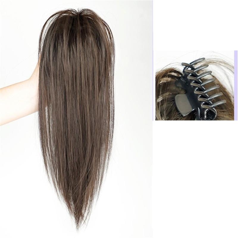 Fashion 40cm Lazy Invisible Long Hair with Grab Clip Ponytail Natural Extension Straight Hair Wig Waterfall Half-Tie High Wig 5