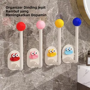 Pengait Mulut Sosis Dopamin Gantungan Kamar Mandi Wastafel Ikat Rambut Pita Rambut Tanpa Bor Perekat Kuat Tanpa Jejak Pengait Pintu Belakang Pakaian