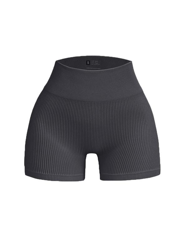 Women's Solid Ribbed High Waist Gym Shorts, Casual Comfy Breathable Seamless Skinny Shorts for Yoga Gym Workout Running, Ladies Sportswear for All Seasons 5