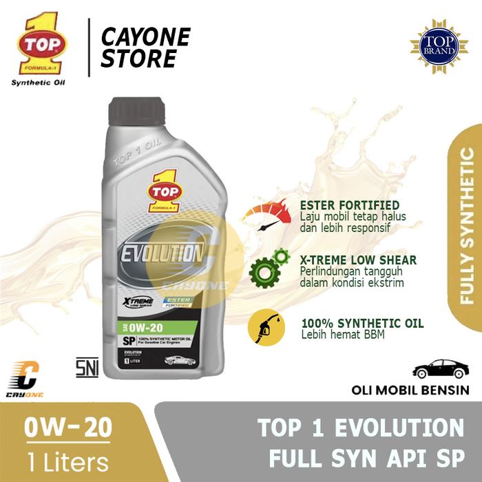 Jual TOP 1 TOP1 Oli Mobil EVOLUTION Full Synthetic SAE 0W-20 API SP 1 L ...