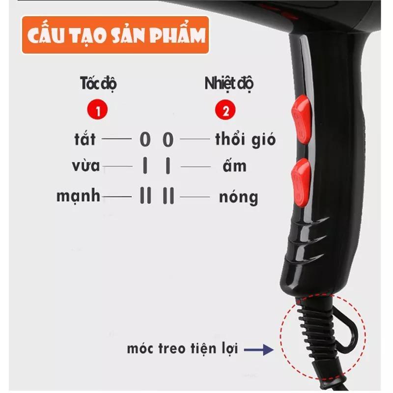 Máy Sấy Tóc KAW K-2000 Sấy 2 Chiều 3 Chế Độ, Công Suất Cao 2200W, Tạo Kiểu Tóc Chuyên Nghiệp, Tặng Kèm Bộ 5 Phụ Kiện Nữ Women 4