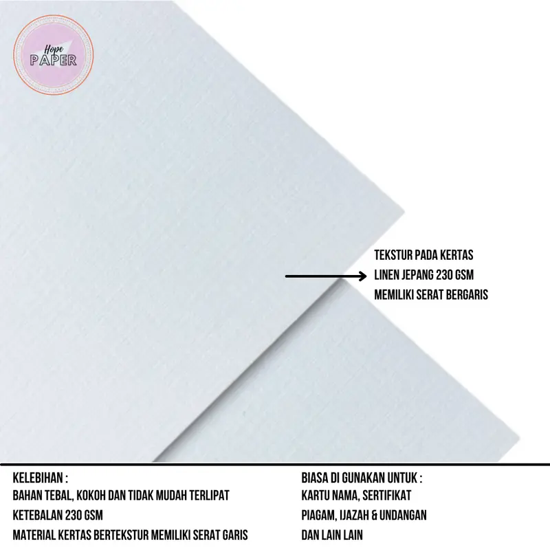 Kertas Linen A4 230 gsm isi 50 lembar / Kertas Sertifikat A4 / Kertas Piagam Sertifikat A4 / Kertas Sertifikat Linen A4 / Kertas Kartu Nama 1