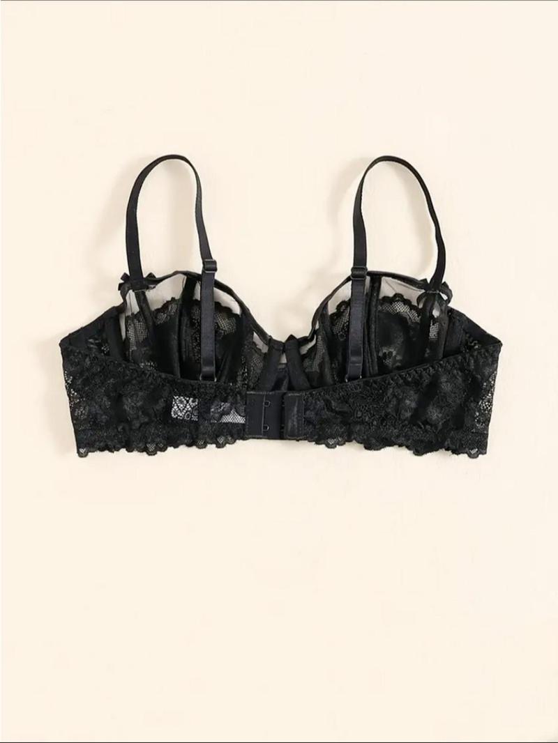 Product Introduction of Women's Bow Decor Floral Lace Bra, Elegant Adjustable Strap Push Up Bra Lingerie Top, Soft Comfortable Breathable Underwear for Women 16