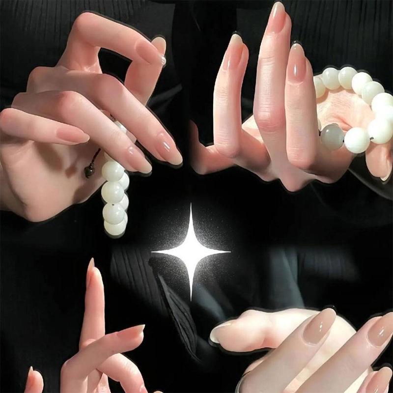 Product Introduction of 24Pcs Fake Nails Set Light Luxury Flashing False Nails French Wearable Nails Removable False Nails 26