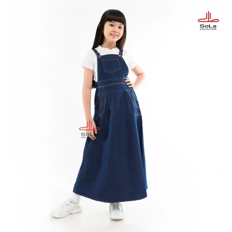 Sola - Overall Rok Temy Jeans Anak Usia 6-11 Tahun Warna Navy Fashion 1