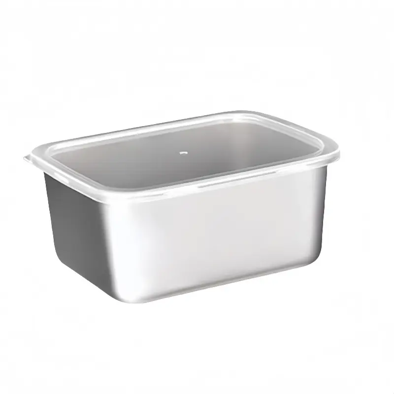 316 stainless steel picnic box, food grade sealed square preservation box with lid, household packaging box, refrigerator storage box
