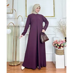 Isyra Dress Gamis Polos Casual Size S-M-L-XL-XXL-XXXL Fashion Muslim Wanita Bahan Sabrina Anti UV