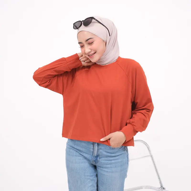 CROP TEE OVERSIZE KAOS POLOS CROP TOP LENGAN PANJANG HIJAB FRIENDLY 0