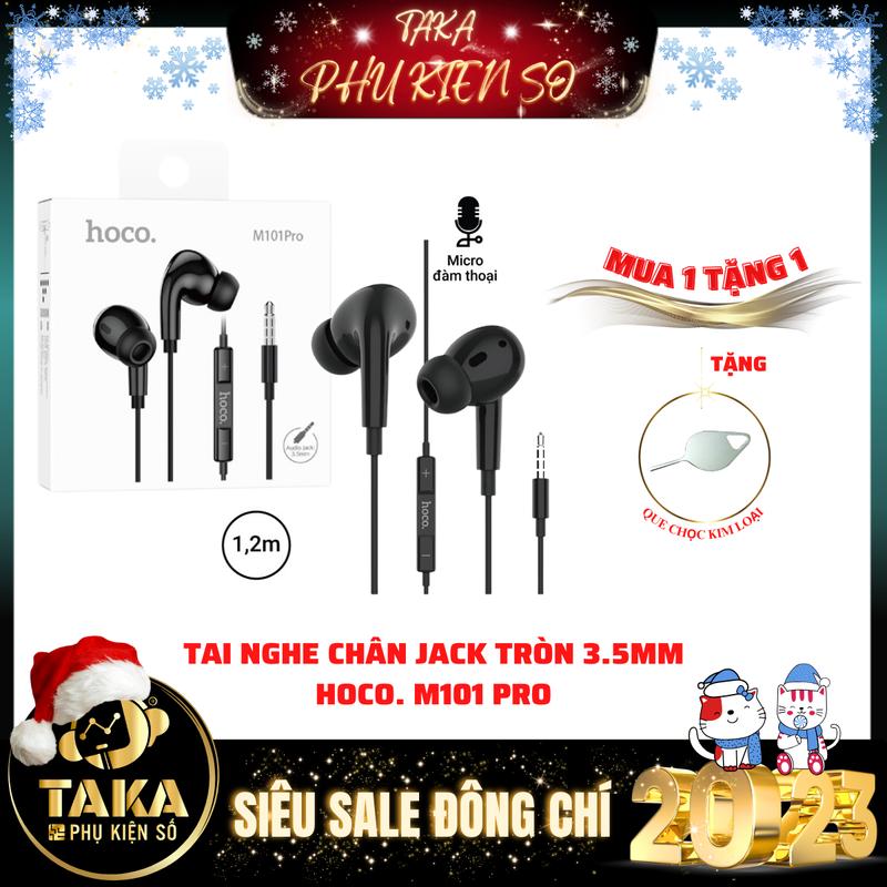 Tai Nghe Có Dây Chân cắm Tròn 3.5mm Chính hãng hoco. M101 Pro dùng cho Android cổng Tai nghe 3.5mm và Laptop Âm Thanh Hay Hỗ trợ Mic Nghe Gọi đầy đủ Dài 1.2M - Bảo Hành 12 Tháng Lỗi 1 Đổi 1