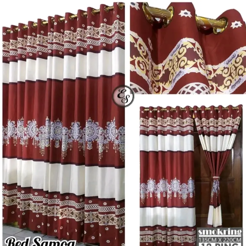 Gorden Jendela Minimalis Motif Red Samoa 0