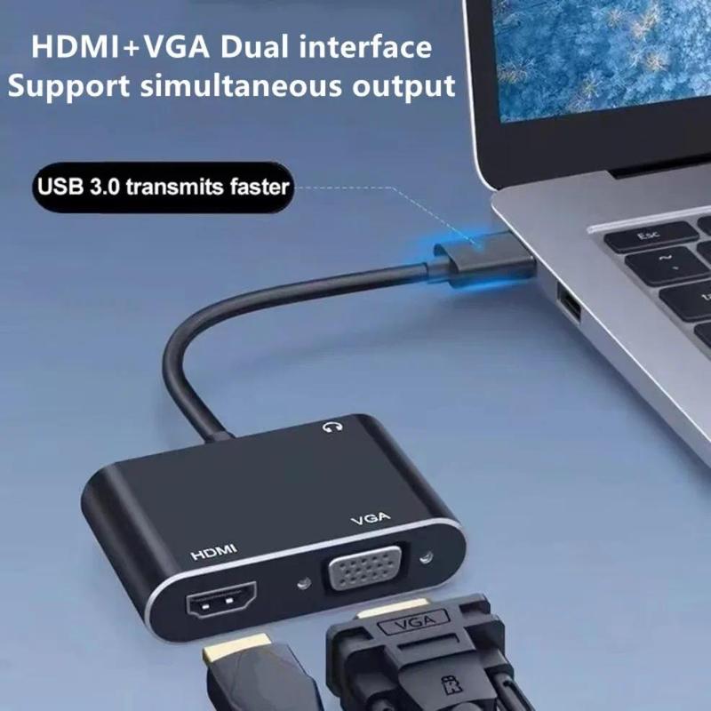 Product Introduction of USB 3.0 to HDMI-compatible VGA Adapter for 2 in1 USB 3.0 to HDMI-compatible VGA Converter for MacBook Windows 7/8/10 OS 7