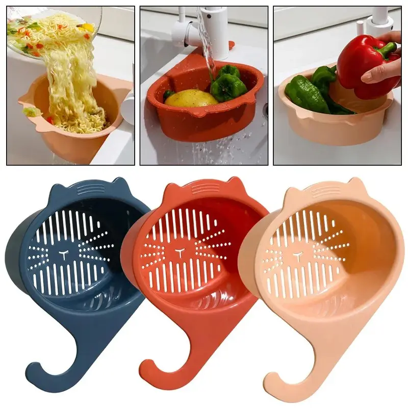 Rổ Thoát Nước Bồn Rửa Nhà Bếp, Đa Chức Năng, Hình Mèo, Rổ Lọc Vòi Nước, Kệ Để Sắp Xếp Trái Cây Và Rau Củ Dụng Cụ Nhà Bếp 0