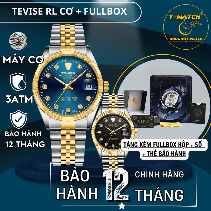 Đồng hồ cơ TEVISE datejust Cơ Automatic Cao Cấp,  Mạ Vàng, Đính  Chống Rỉ, Chống Nước Tốt, Đeo Tay Watch Nam