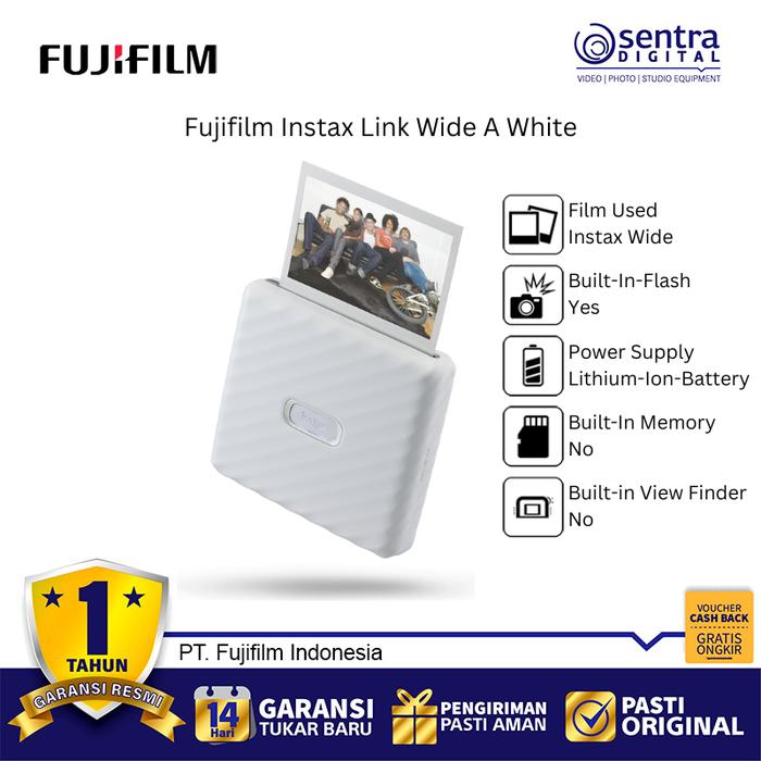 Gambar Fujifilm Instax Link Wide A White Wireless Photo Printer | Large Format | Portable | Bluetooth | iOS Android App dari Sentra Digital Kota Surabaya Tokopedia