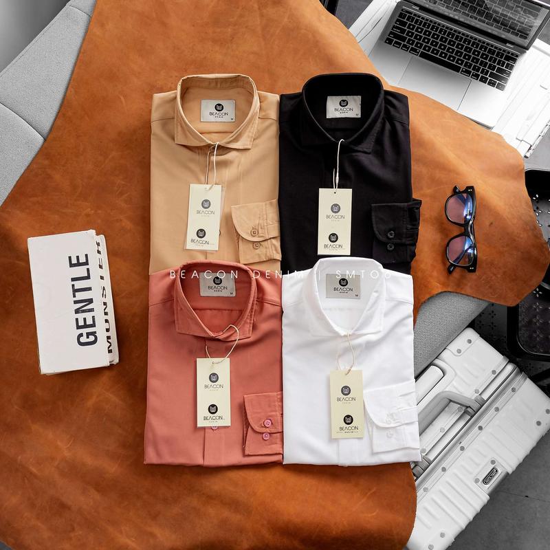 Áo Sơ Mi trơn Nam vải Lụa công sở BEACON DENIM SMT06 Menswear