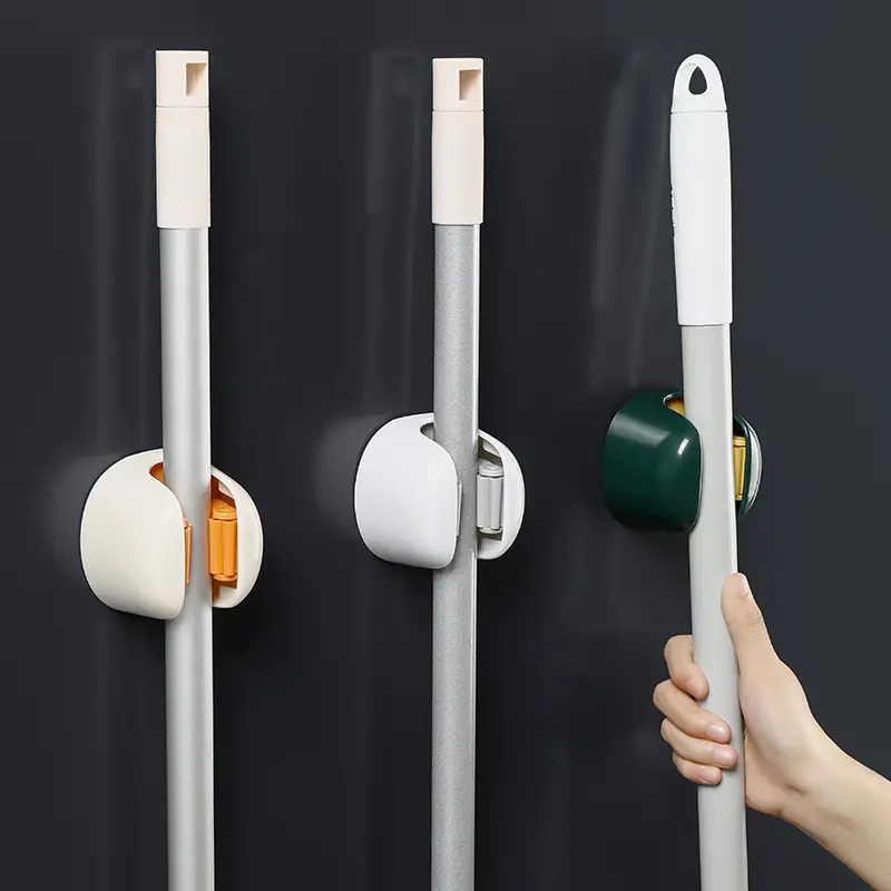 Self-adhesive Wall Mount Adhesive Mop Toilet Broom Dustpan Organizer Rack Stick Holder Storage Grippers Hanger Without Drilling