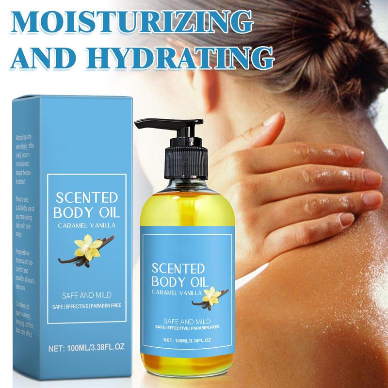 Product Introduction of Caramel Vanilla Scented Body Oil, 2 Counts Natural Moisturizing Body Massage Essential Oil, Hydrating Body Care Products for Women 5
