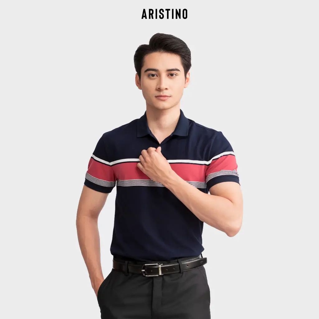 Áo polo ngắn tay ARISTINO họa tiết khỏe khoắn, màu sắc nam tính, ấn tượng- APS127S3