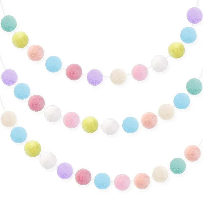 Easter Macaron Pompom Garland, 12pcs/set Bunny Egg Banner, Cute Hanging Fringe Flags for Spring Party Decor, Home Decor 4