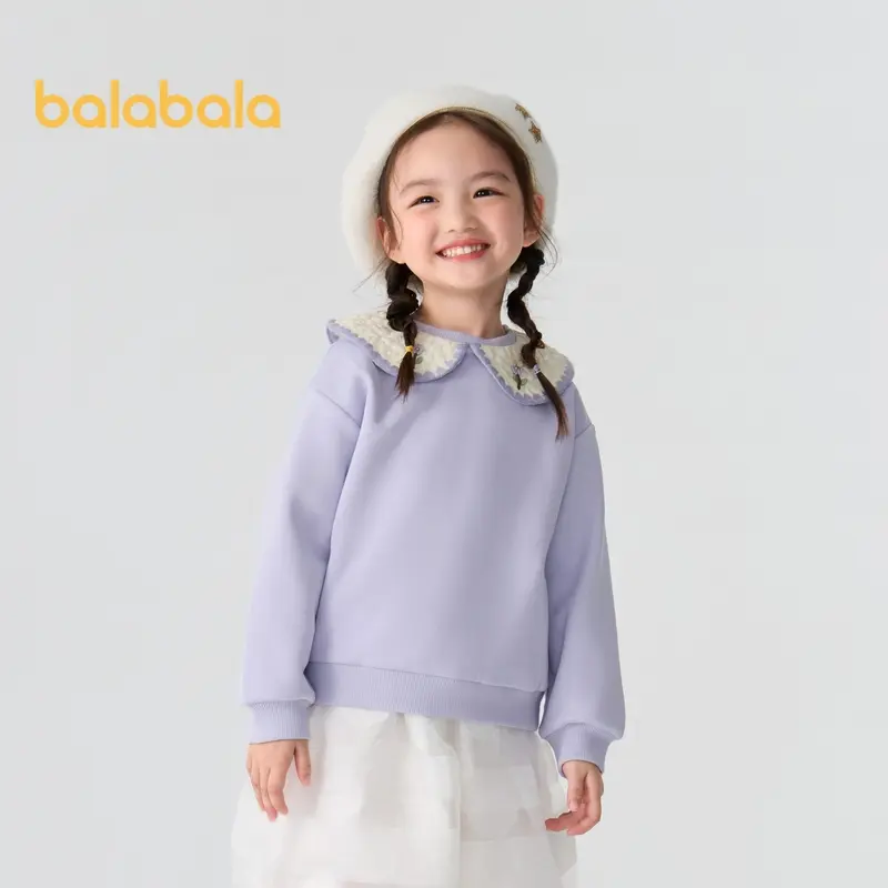 Áo Nỉ Dài Tay Ấm Áp, Cho Bé Gái, Phong Cách Ngọt Ngào Và Thanh Lịch, Thích Hợp Cho Mùa Thu Và Mùa Đông, Balabala, Áo Trẻ Em 2