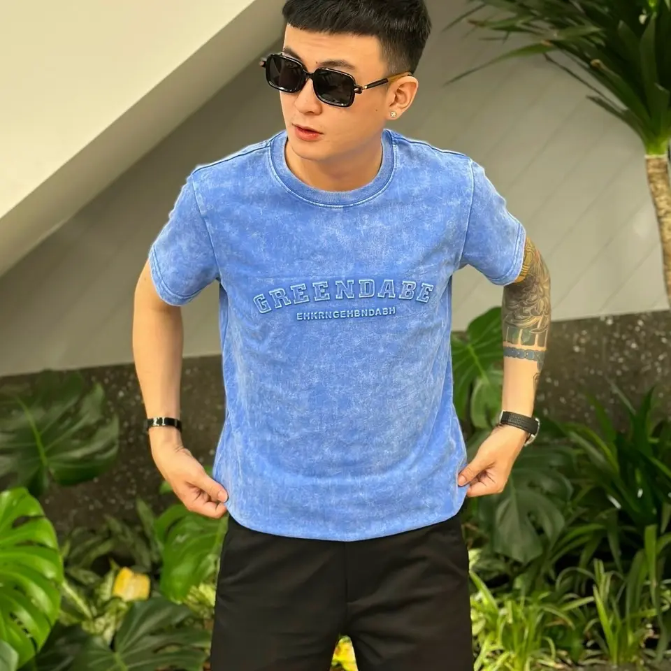 Áo thun nam wash chất liệu cotton mịn ,logo in dập nỗi , phong cách Menswear