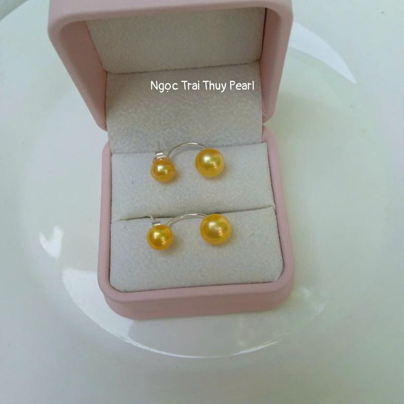 Product Introduction of Bông tai ngọc trai dáng treo size 7 -8mm dạng bán cầu  các màu đeo 2 kiểu 26