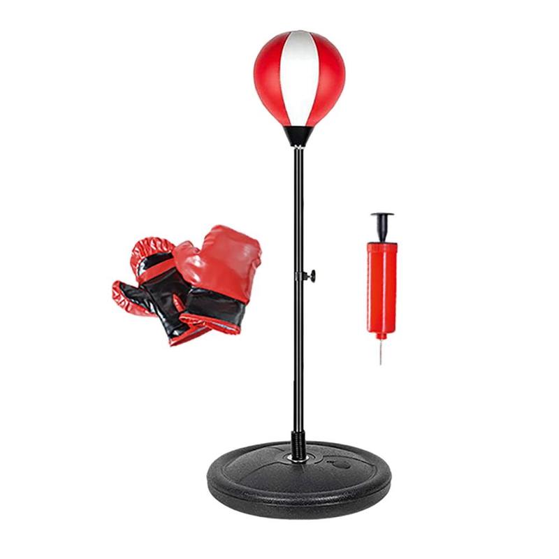 Punching Ball Bag Durable W/ Gloves Inflatable with Adjustable Stand Speed Boxing Set for Ages 7 to 14 Years Old Girls Gift Boys 7