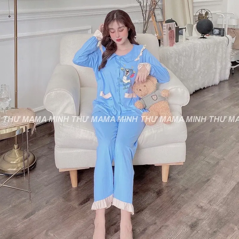 Bộ bầu - bộ sau sinh - cho con bú - 2 chức năng - chất liệu thun co giãn( mèo tom - QDTD ) 4