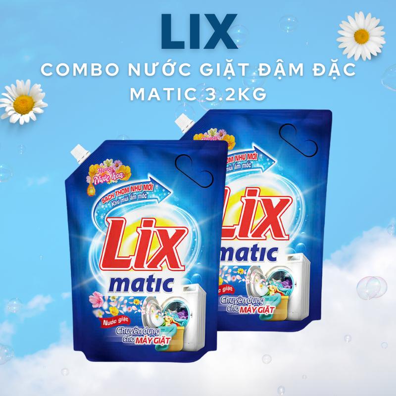 Combo 2 Nước Giặt LIX Matic Hương Nước Hoa Túi 3.2KG Bao Bì Mới - Chuyên Dụng Cho Máy Giặt - Lixco Việt Nam