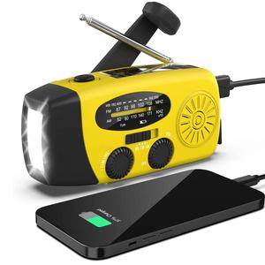 手回し充電ラジオ 2000MAH携帯充電器、AM FM NOAA天気ラジオ付き、家庭やアウトドア緊急時用ポータブルハンドヘルドライト付きラジオ