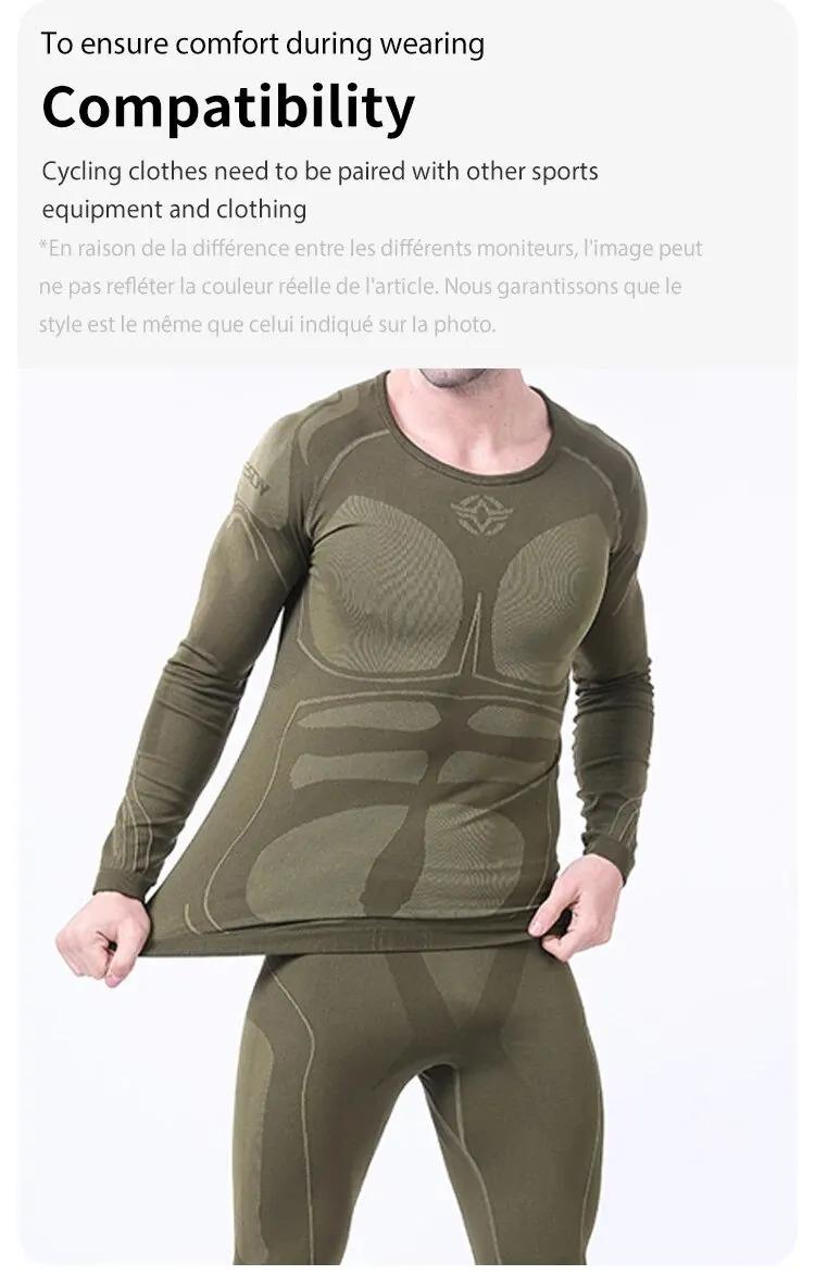 Product Introduction of Men Sport Thermal Underwear Suits Outdoor Cycling Compression Sportswear Quick Dry Breathable Clothes Fitness Running Tracksuits 23