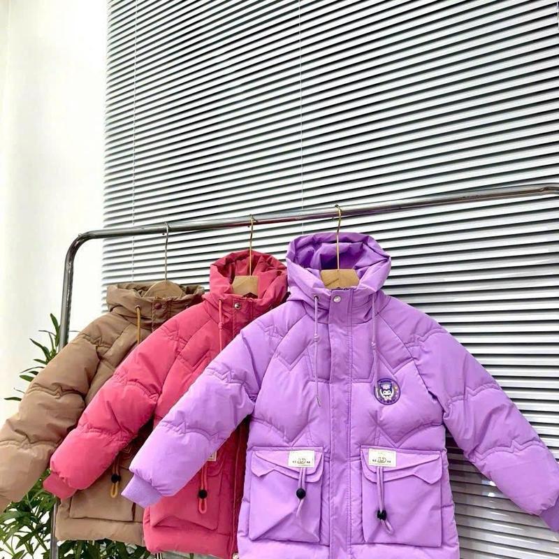 [ 13-38kg ÁO KURUMI BÉ GÁI ] áo phao nhung lì kurumi bé gái -lót lụa logo phát sáng - túi hộp- mũ liền áo- ấm áp -dày dặn 4