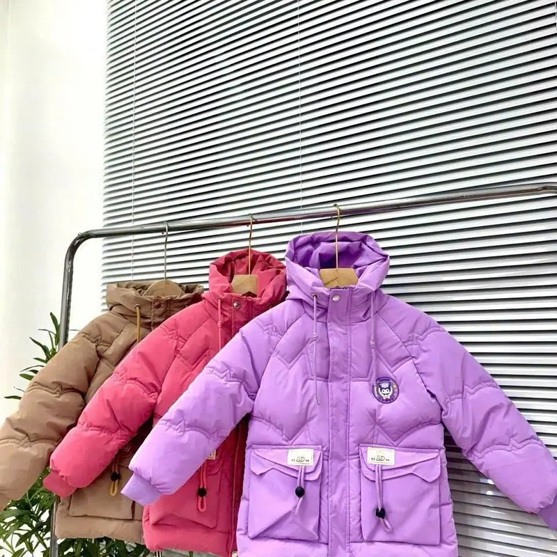 [ 13-38kg ÁO KURUMI BÉ GÁI ] áo phao nhung lì kurumi bé gái -lót lụa logo phát sáng - túi hộp- mũ liền áo- ấm áp -dày dặn 4