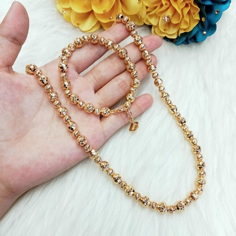 Dây Chuyền Và Lắc Tay Mẫu Bi Đồng Đỏ Màu Vàng Miền Tây 750 Phụ Kiện Trang Sức