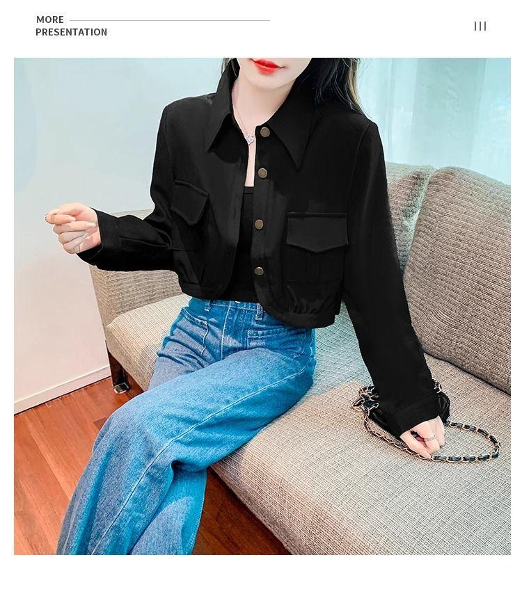 Product Introduction of Áo Khoác Áo Ghi Lê Túi Hộp, Dành Cho Nữ, Hàng Mới Về Mùa Thu 2023, Cao Cấp, Nhỏ, Dài Tay, Dễ Phối Đồ, Bó Sát, Áo Ngắn 20