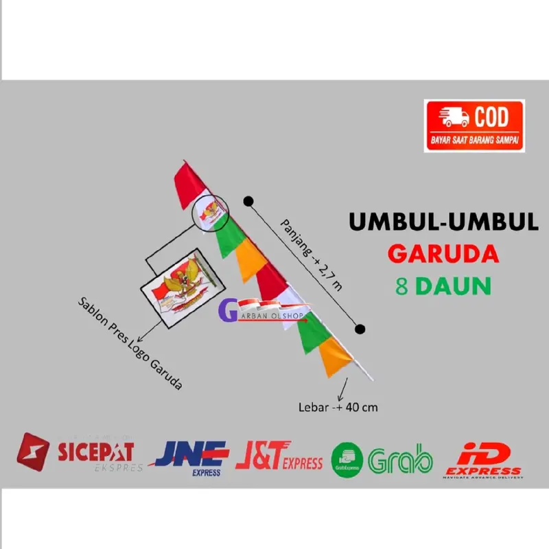 bendera umbul umbul warna isi 20pcs 2