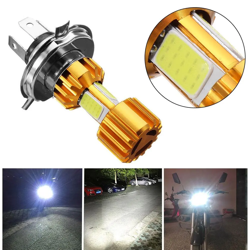 Bóng đèn pha xe máy, LED H4, 3 COB, 6000K, đèn chùm Hi / Lo, 2000LM, 18W, màu trắng, # 26262791