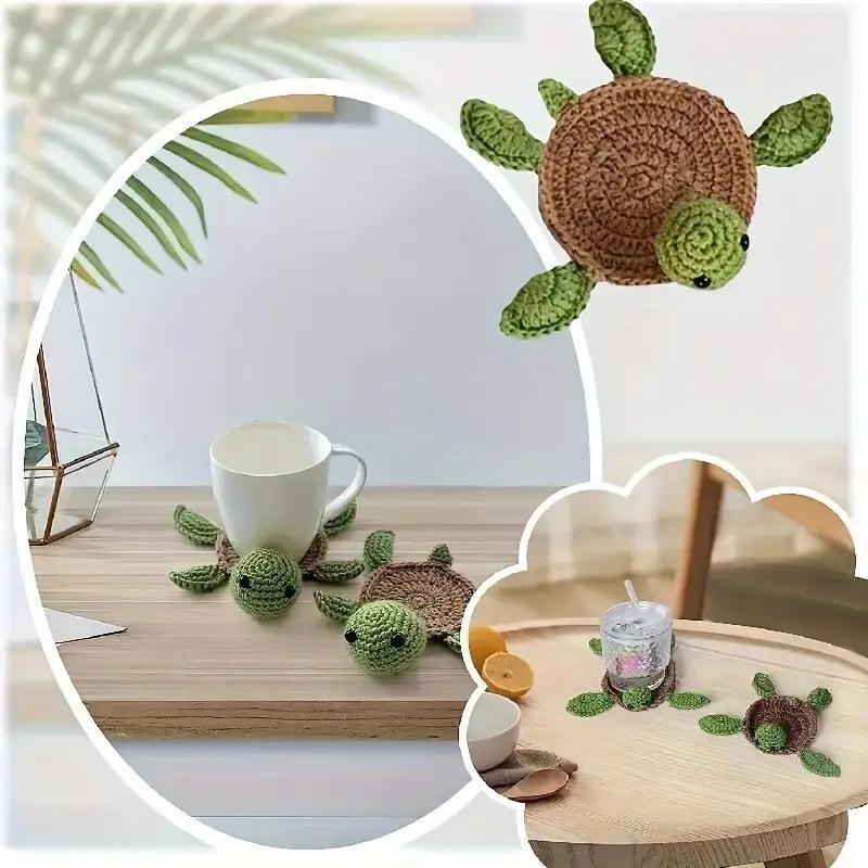 Cute Turtle Design Coaster, Anti-slip Heat Resistant Cup Mat for Home Kitchen Dining Room 4