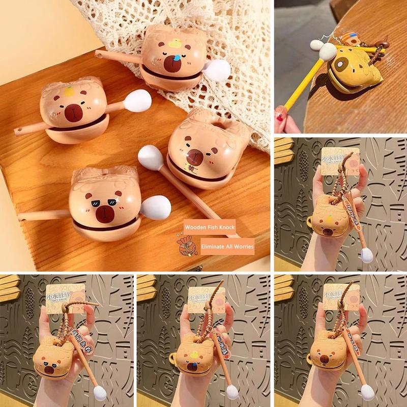 Capybara Wooden Fish Knocking Decompression Artifact Desktop Ornaments Decorative Capybara Toy Pendant Buddhist Doll Stationery 2