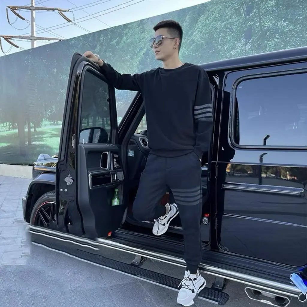 Bộ Nỉ Nam, Bộ Thu Đông Nam 3 VẠCH Đen Mềm Mịn - Menswear Jean Sơ Mi Shirt
