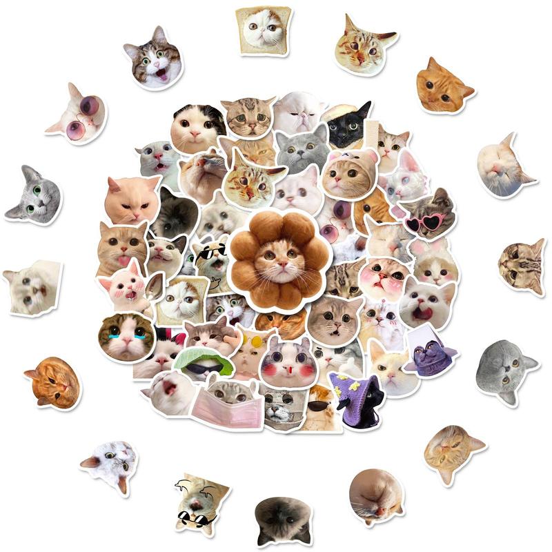 50 Pcs Cute Cat Pattern Stickers, Waterproof Decoration Stickers for Kids Teens, Funny Stickers Decals for Cat Lovers Laptop Water Bottle Scrapbook 2