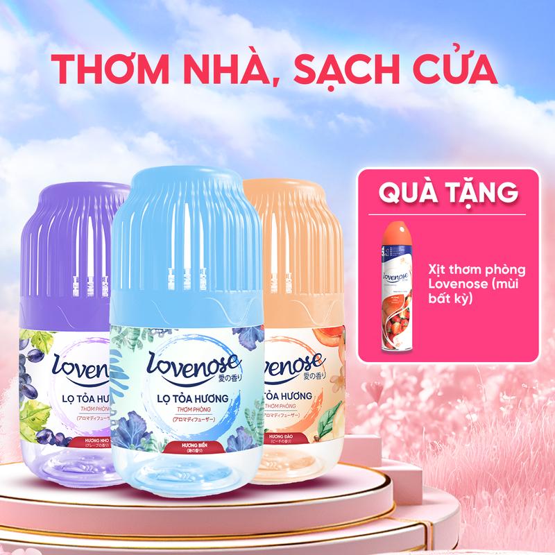[MUA 3 TẶNG 1] Combo 3 lọ tỏa hương Lovenose Tặng 1 Xịt thơm phòng Lovenose Hương Dâu Tây