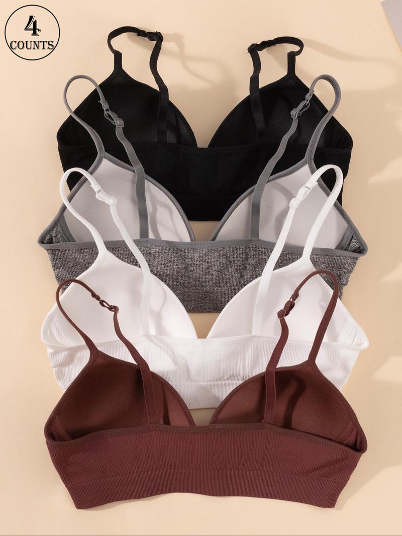 Product Introduction of Women's Solid Bra, Comfortable Breathable Seamless Adjustable Strap Bra, Soft Lingerie for All Seasons 8
