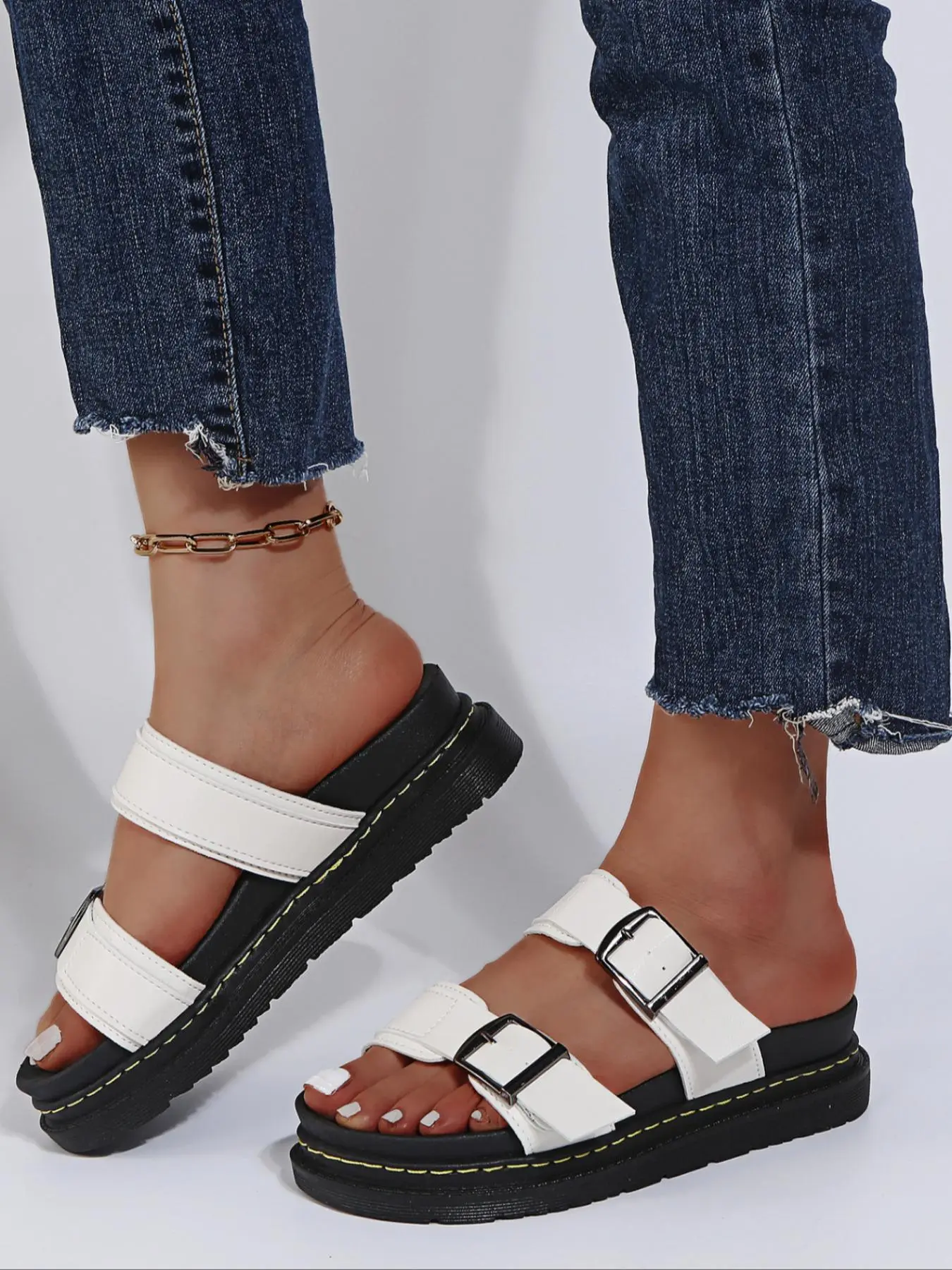 Women's Fashionable Plain Color Platform Slides, Casual Comfortable Flat Sandals for Summer, Lightweight Breathable Shoes for Daily Wear, Girl