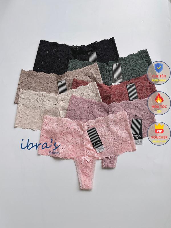 Quần Lót Ren Nữ Cạp Cao Dáng Lọt Khe Sexy iBra's Store, Quần Lót Che Bụng Vải Hoa Lưới Mỏng Xuyên Thấu Gợi Cảm i195