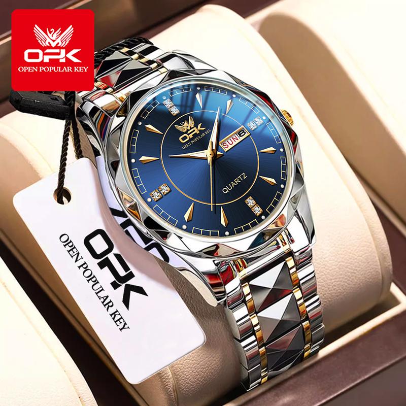 OPK Đồng hồ nam dây thép không thấm nước Đeo Tay Thời trang việc kinh doanh Watch 8151