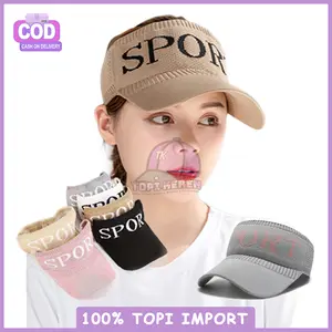 Topi Senam Wanita Korea Olahraga Outdoor Zumba Tennis Visor Anti Uv Aksesoris Fashion