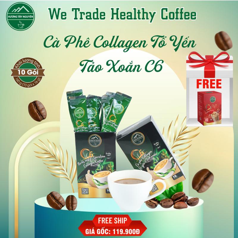 [Mua 1 Tặng 1 Hộp Cà Phê Sữa]  CÀ PHÊ COLLAGEN TỔ YẾN TẢO XOẮN C6 HƯƠNG TÂY NGUYÊN Coffee Cafe cà  phê cafe  americano 15  grams cafe  muối nescafe  white cf  sữa gấu cà  phê cà  phê arabica  coffee cà  phê coho  coffee