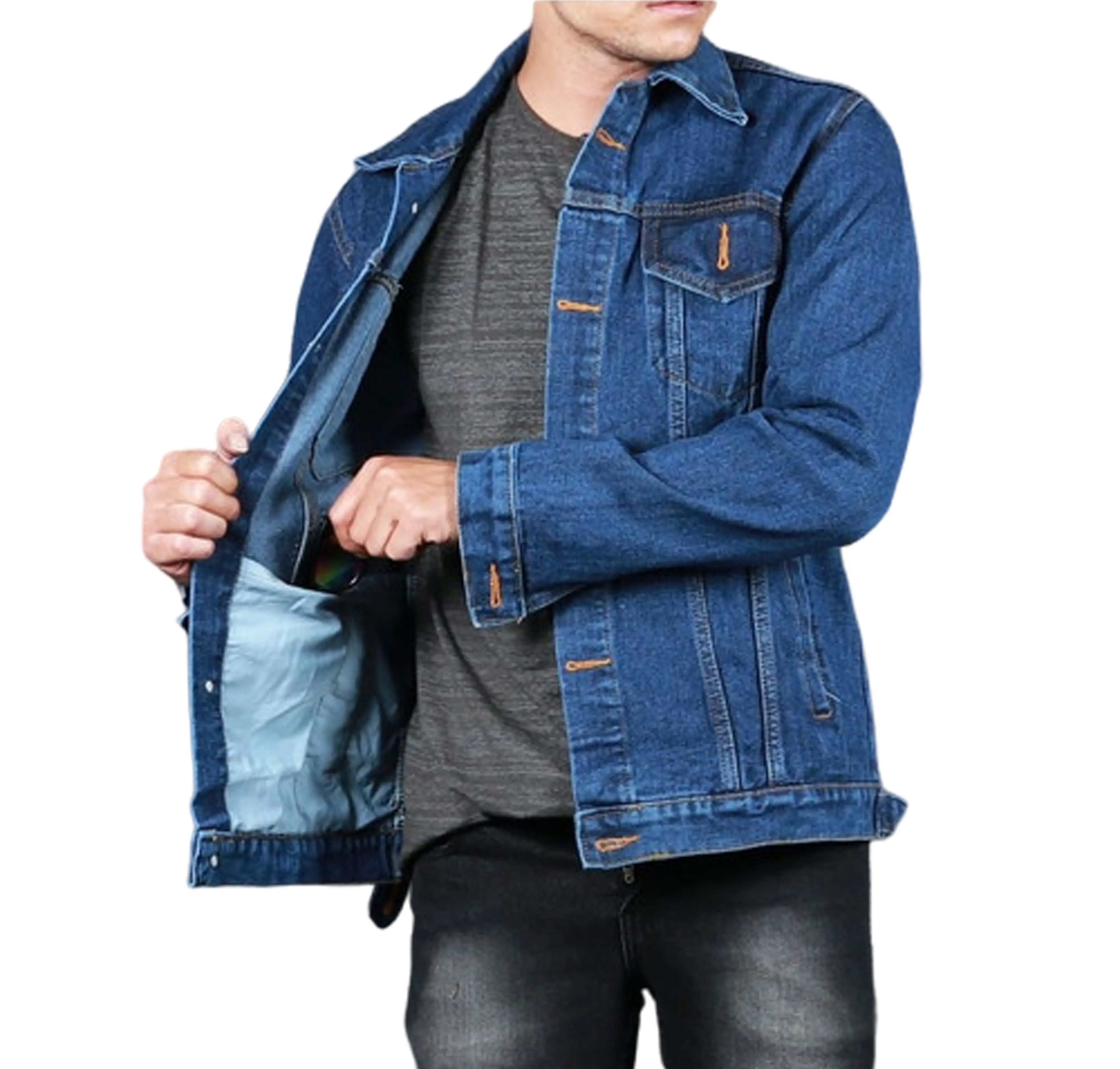 JAKET JEANS PRIA DEWASA BAHAN DENIM TIDAK MUDAH LUNTUR TERSEDIA UKURAN JUMBO SIZE M-XXL