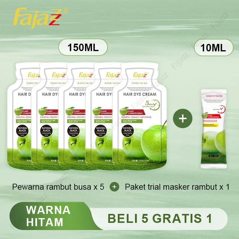 【FAJAZZ/150ML+Masker rambut gratis】Pewarna rambut gelembung, pewarna rambut tanaman, tidak berbahaya bagi rambut
